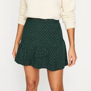 Free People NWT Green and Blue Geometric Pattern Ruffle Skirt Sz 2